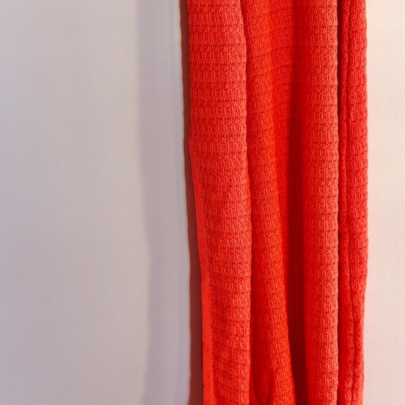Mango Orange Crochet Knit Midi Dress | Size Small | Side Slit Summer Dress - Picture 1 of 5